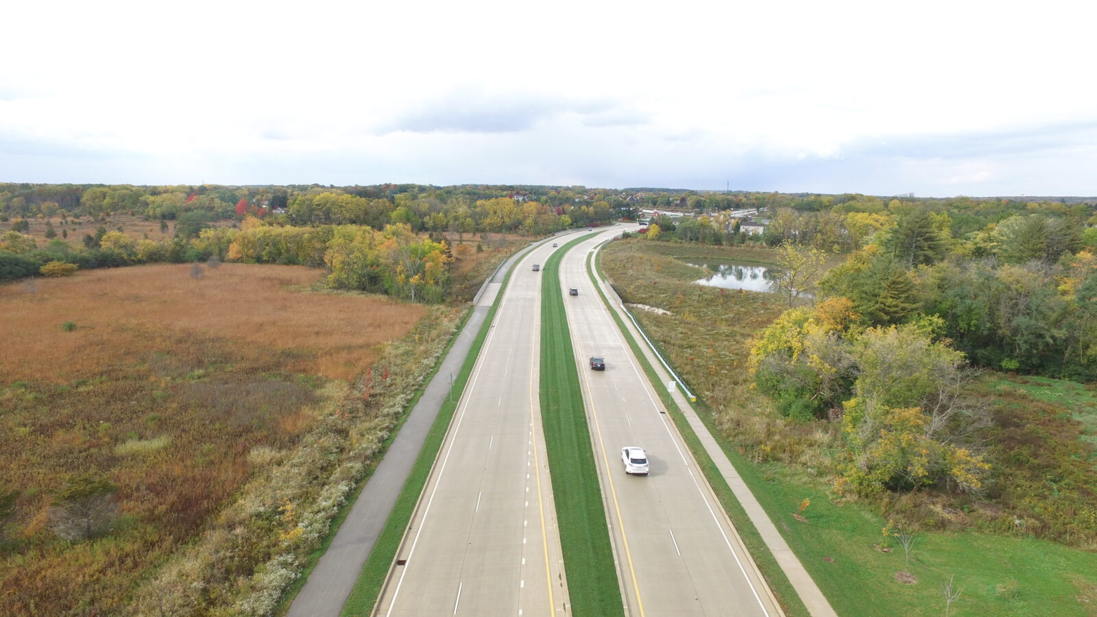 Millburn Bypass with an image of the stormwater management system in the background