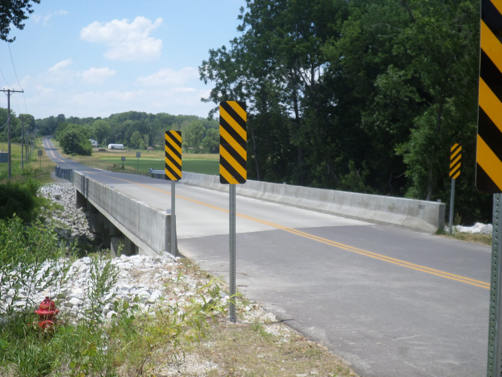 An image of a new bridge. The road on it has one lane in each direction.