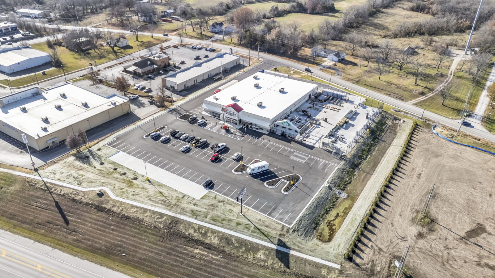 Aerial view of the Tractor Supply in Warrensburg, MO