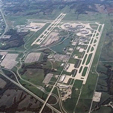 An aerial image of an airport.