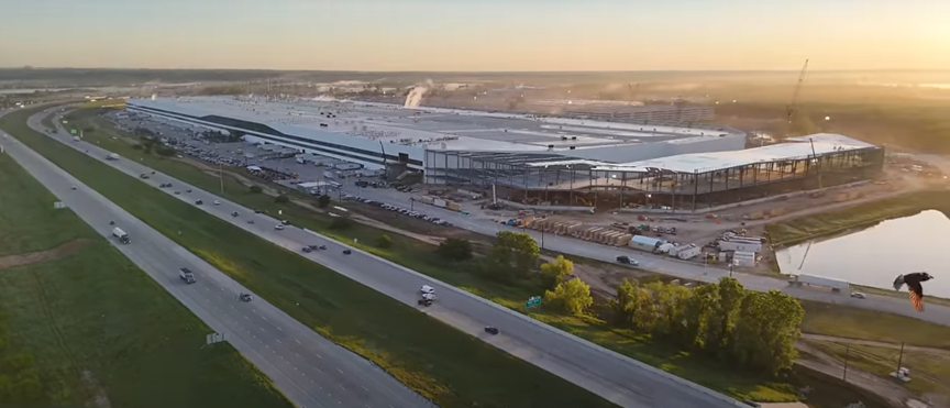 Aerial image of the Tesla factory