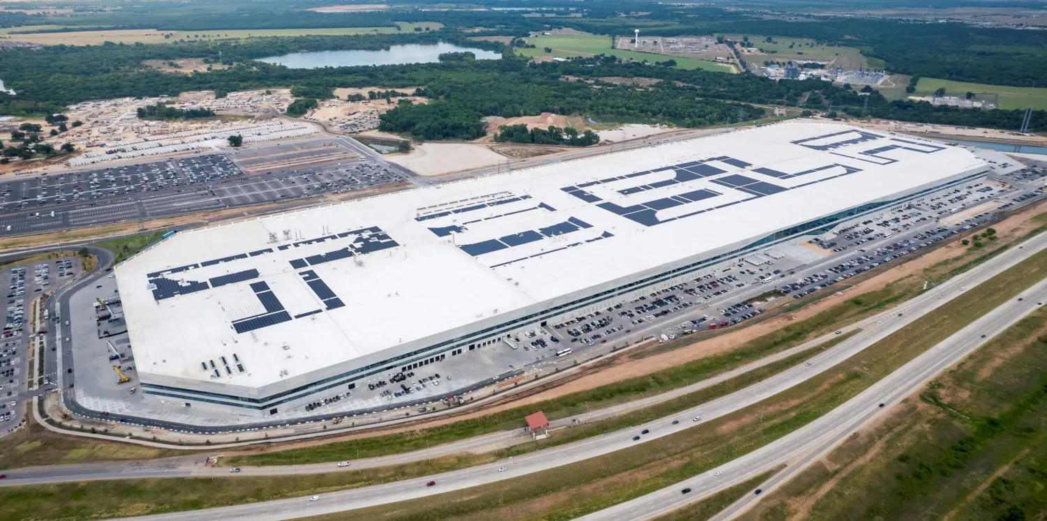 Aerial image of the Tesla factory